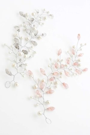 plecionka gałązka ślubna jasny róż srebro
