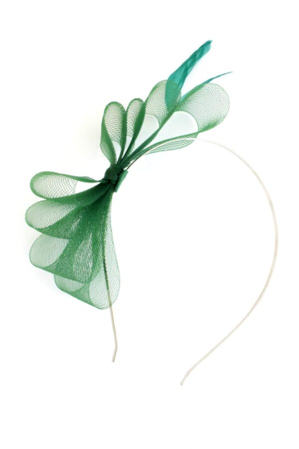 kori, mini fascynator zielony kokardka