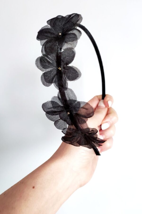 04 fionella czerń opaska z kwiatuszkami czarna